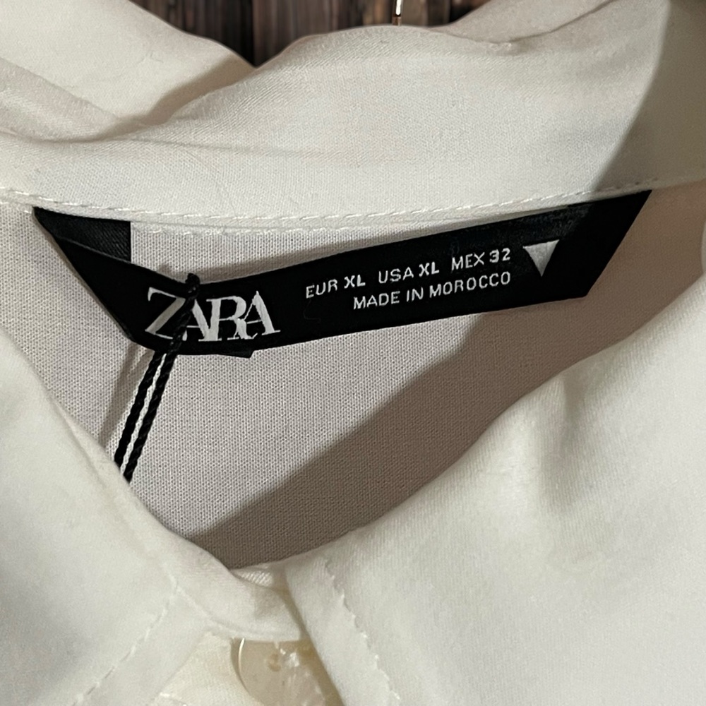 Zara Oversized Long Sleeve Button Shirt - White - XL - Picture 9 of 10